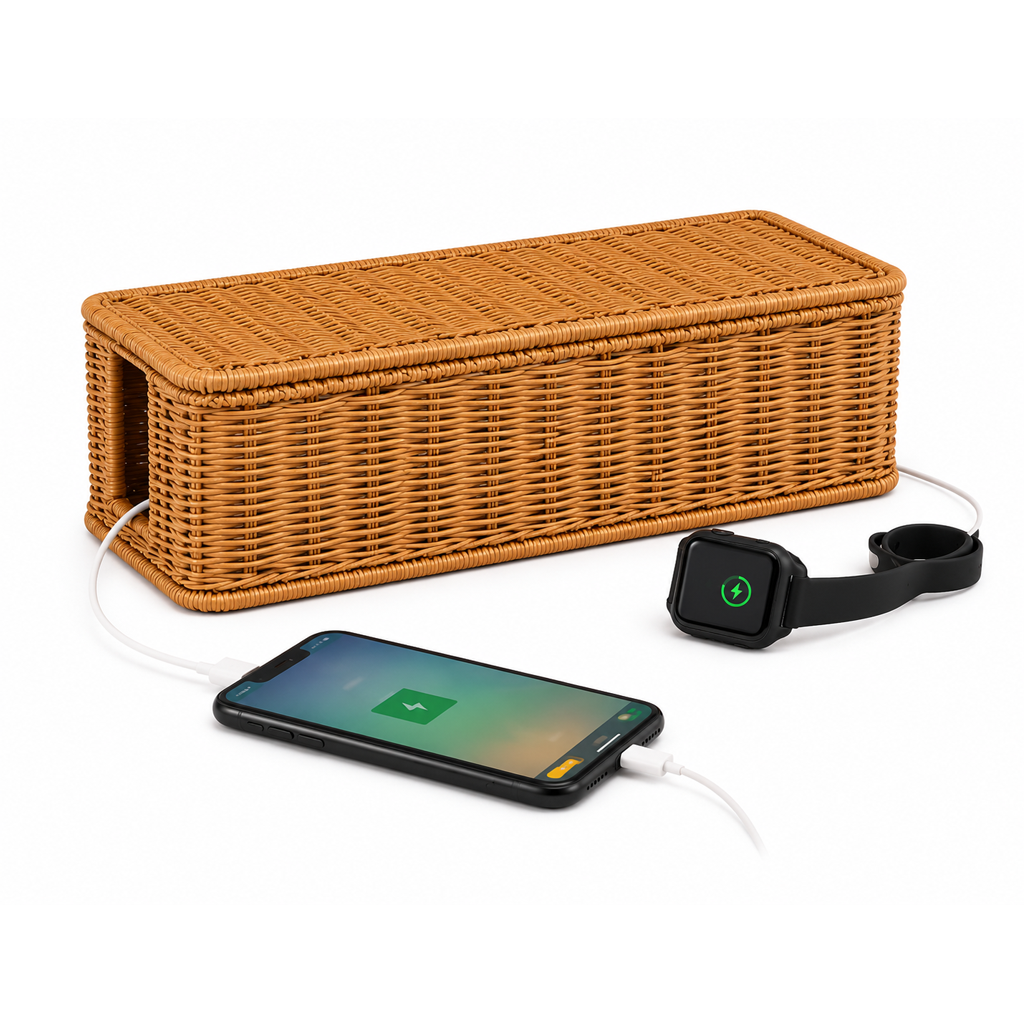 Organizador de Fios e Cabos em Rattan para Mesa e Escritório | Noosa 1