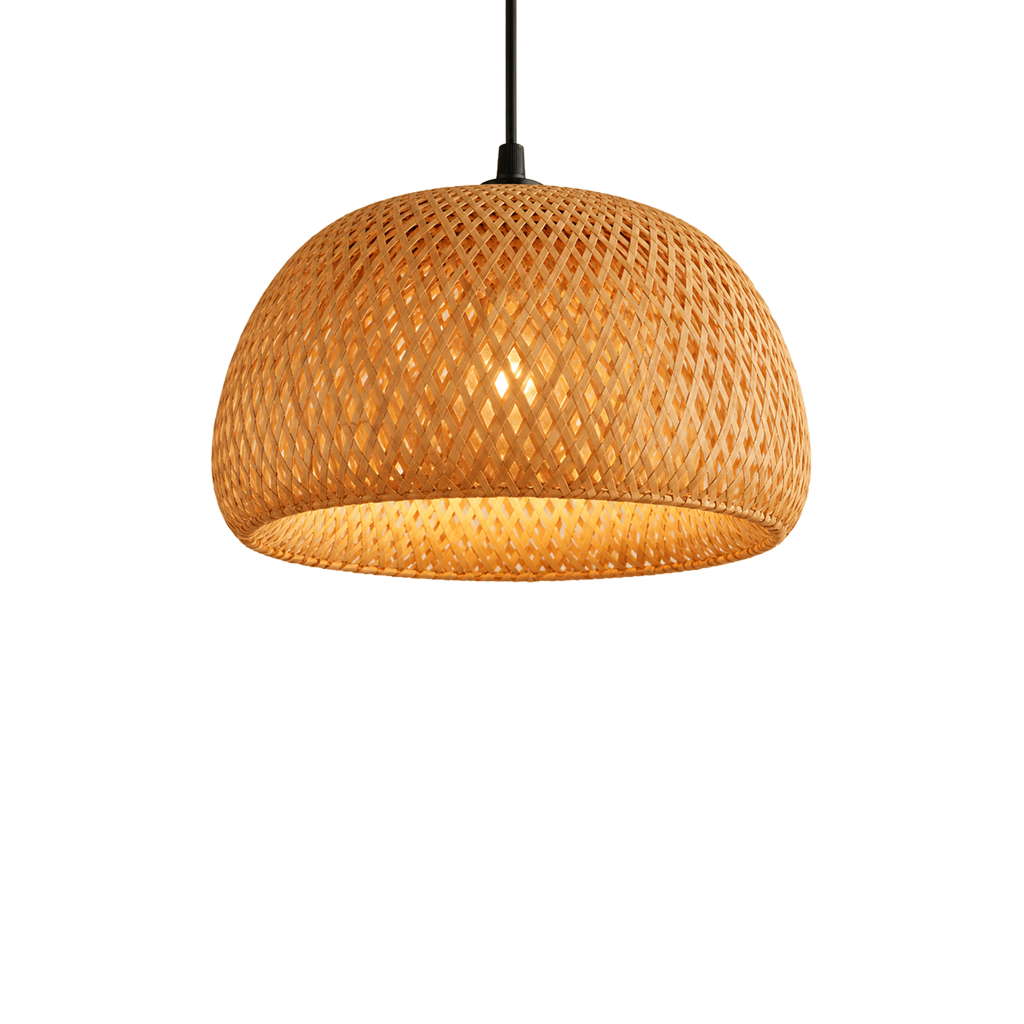 Luminária Pendente de Bambu Trançado para Sala de Jantar e Ambientes Sofisticados – Saint-Tropez 1