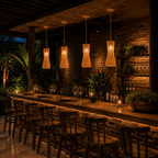 Luminária Pendente de Bambu Trançado Estilo Japonês