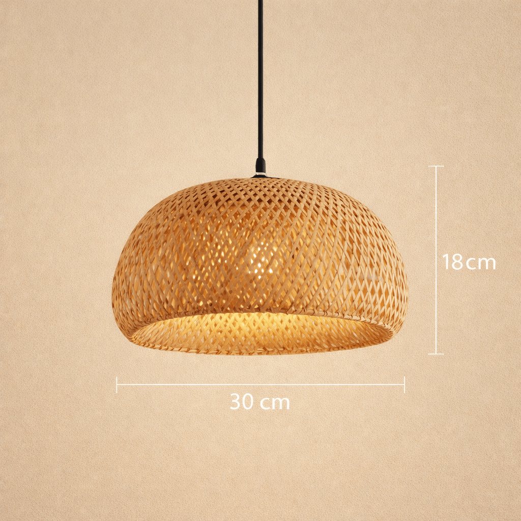 Luminária Pendente de Bambu Trançado à Mão