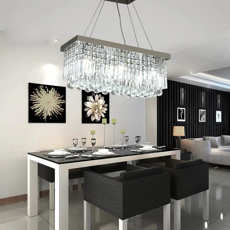 Lustre de Cristal LED Linear Moderno para Sala de Jantar