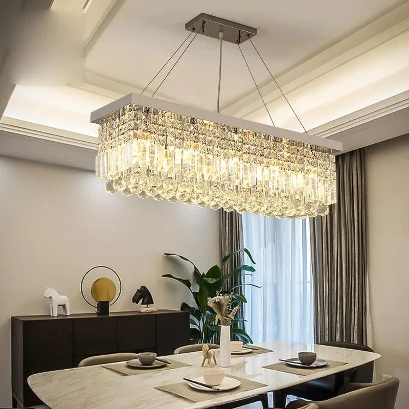 Lustre de Cristal LED Linear Moderno para Sala de Jantar