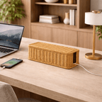 Organizador de Fios e Cabos em Rattan com Tampa