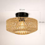 Plafon de Teto em Rattan com Luz Difusa para Sala