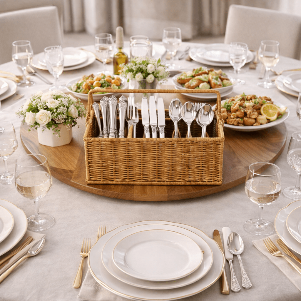 Porta Talheres com Divisórias Estilo Rattan para Cozinha