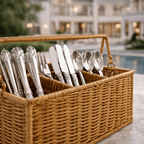 Porta Talheres com Divisórias Estilo Rattan para Cozinha