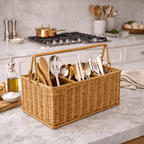 Porta Talheres com Divisórias Estilo Rattan para Cozinha
