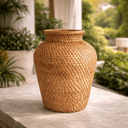 Vaso Decorativo de Vime Artesanal para Mesa e Sala