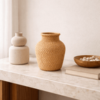 Vaso Decorativo de Vime Artesanal para Mesa e Sala
