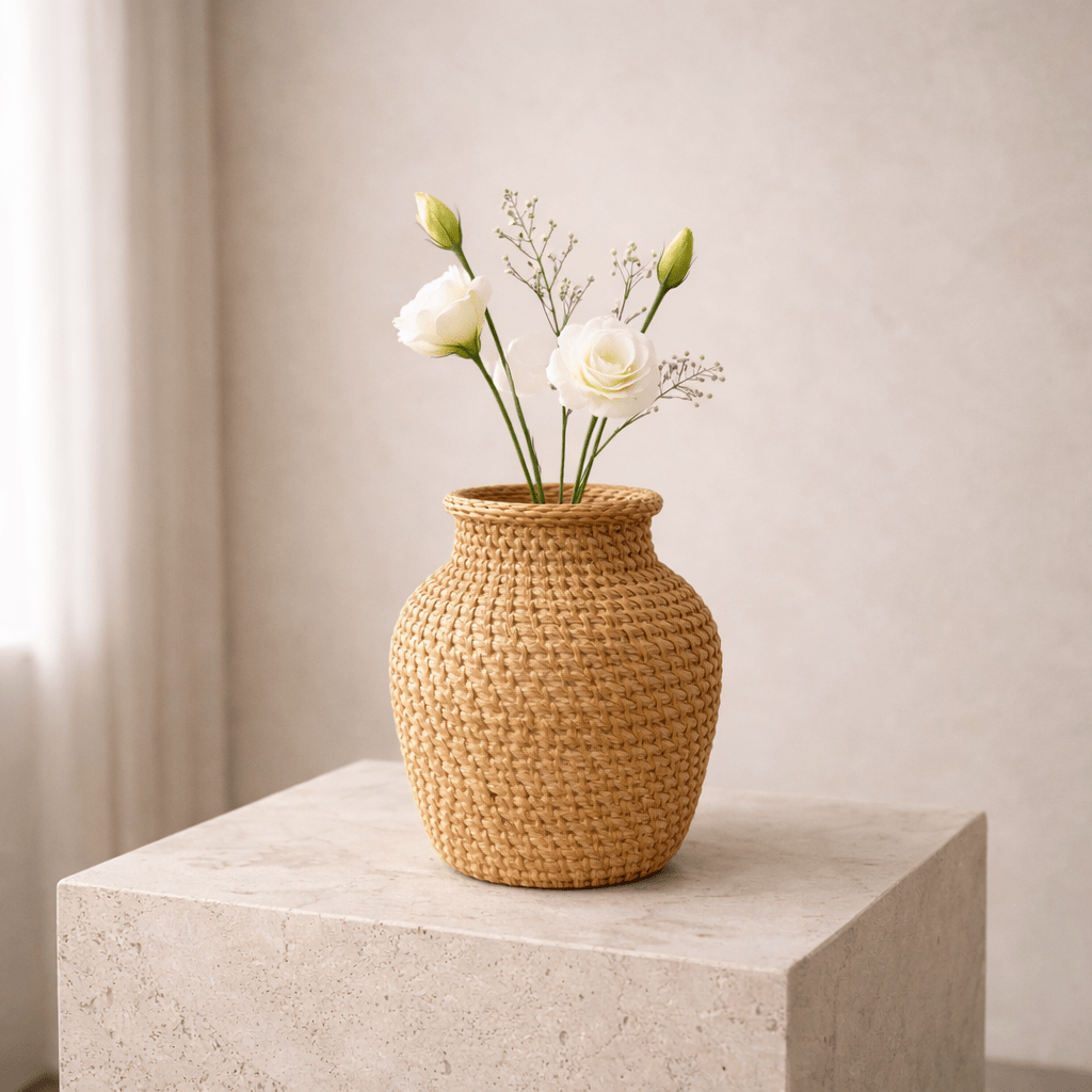 Vaso Decorativo de Vime Artesanal para Mesa e Sala